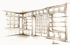 Secretaire - Libreria con porta apribile nascosta